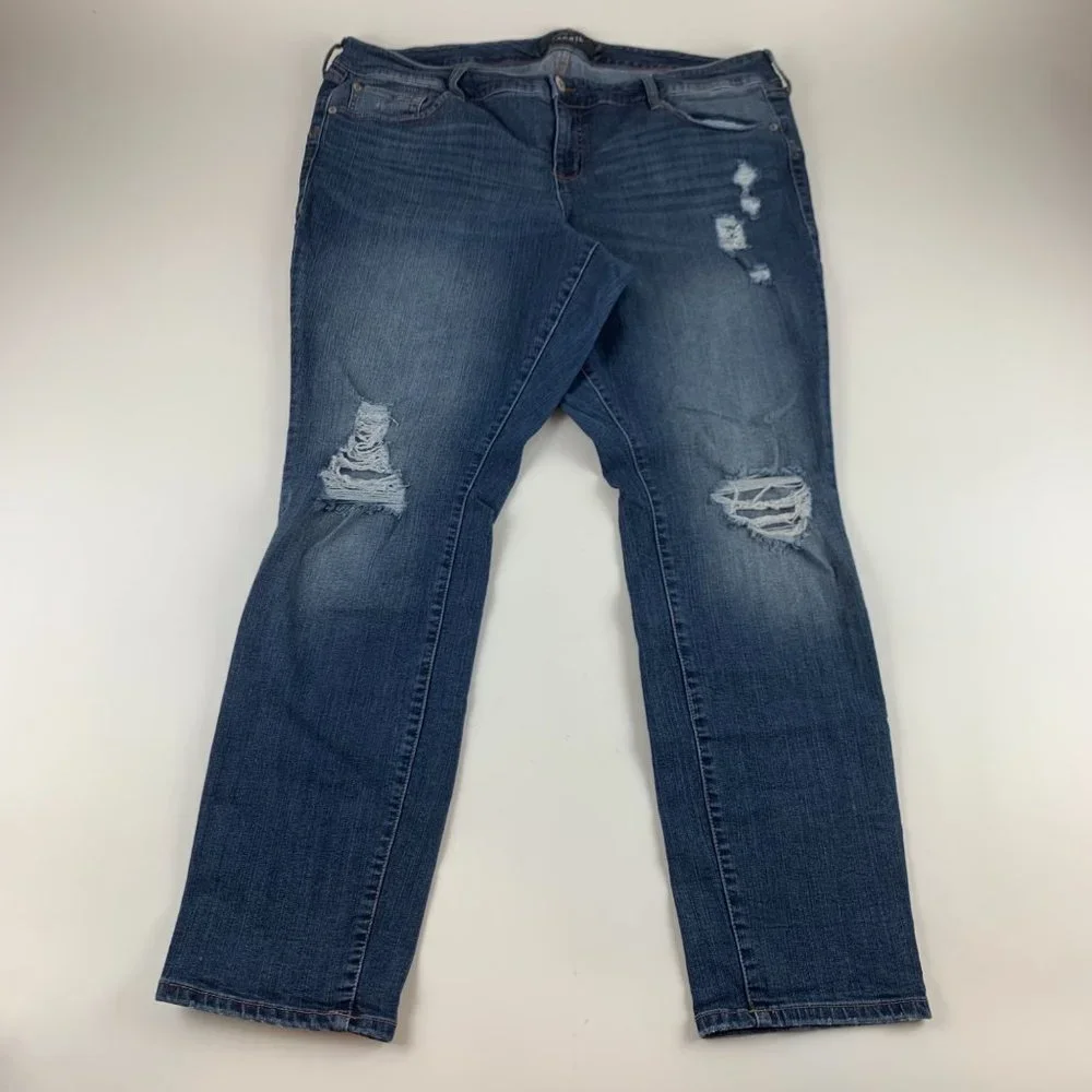 Torrid Jeans Medium Wash Denim Premium Distressed Boyfriend 20R